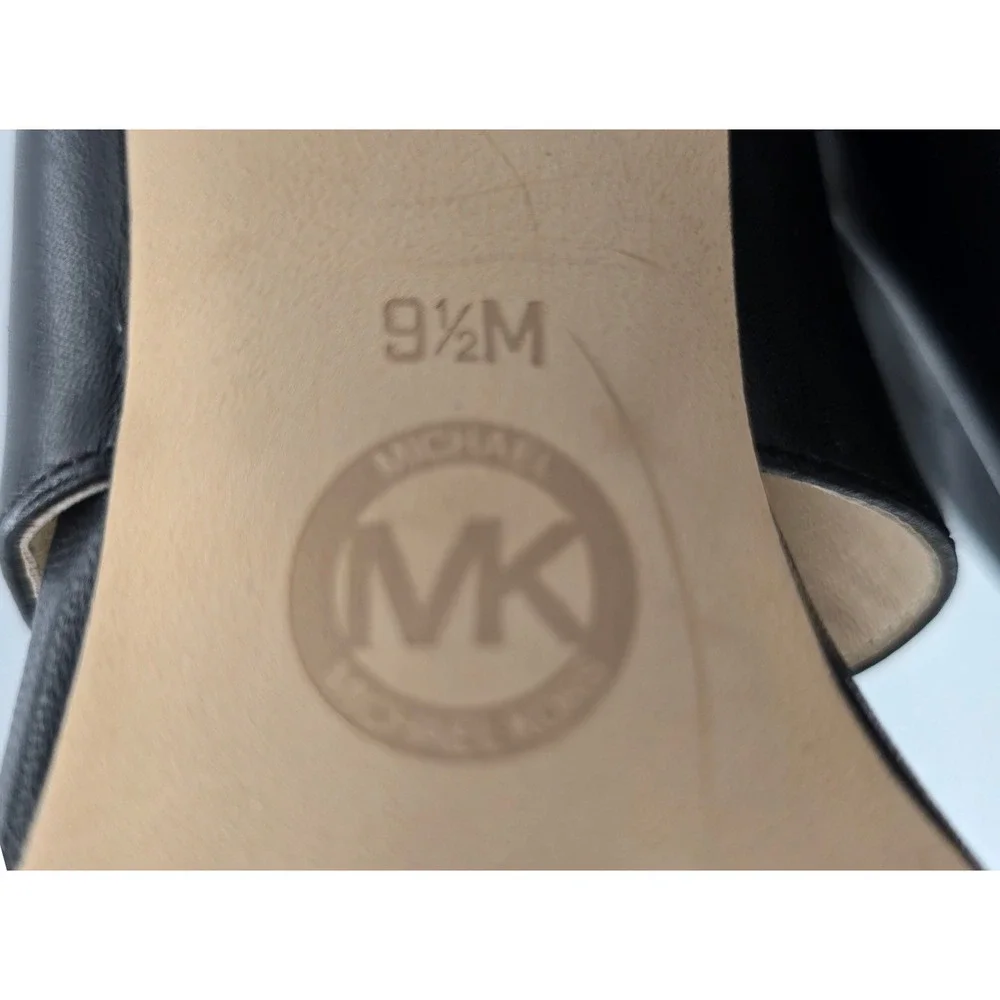 Michael Kors Black Leather Patent Cutout Stiletto Heel Sandals 9.5 Zip Back